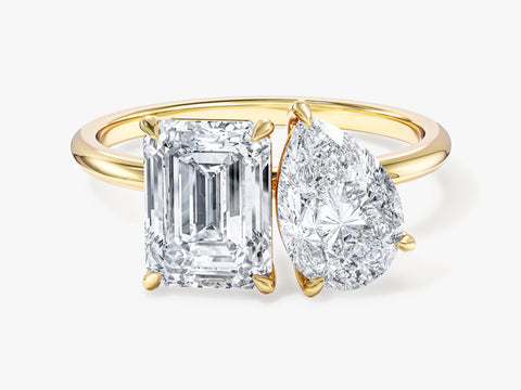 Pear and Emerald Cut Toi et Moi Moissanite Engagement Ring (2.50 CT)