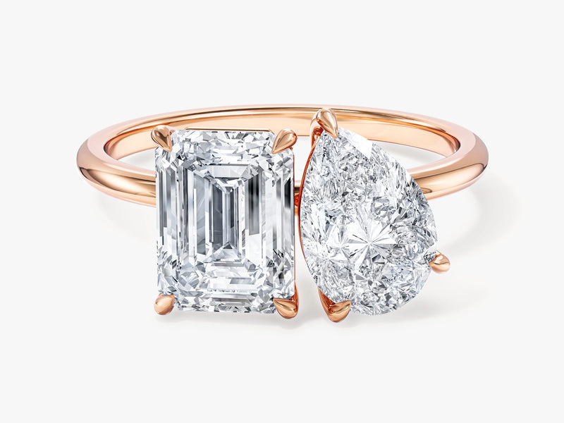 Pear and Emerald Cut Toi et Moi Moissanite Engagement Ring (3.00 CT)
