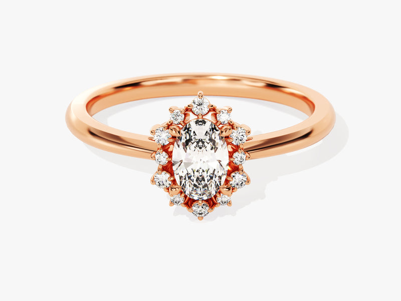 Sunburst Oval Lab Grown Diamond Engagement Ring (0.50 CT)