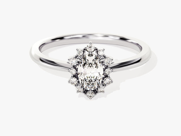Sunburst Oval Lab Grown Diamond Engagement Ring (0.50 CT)