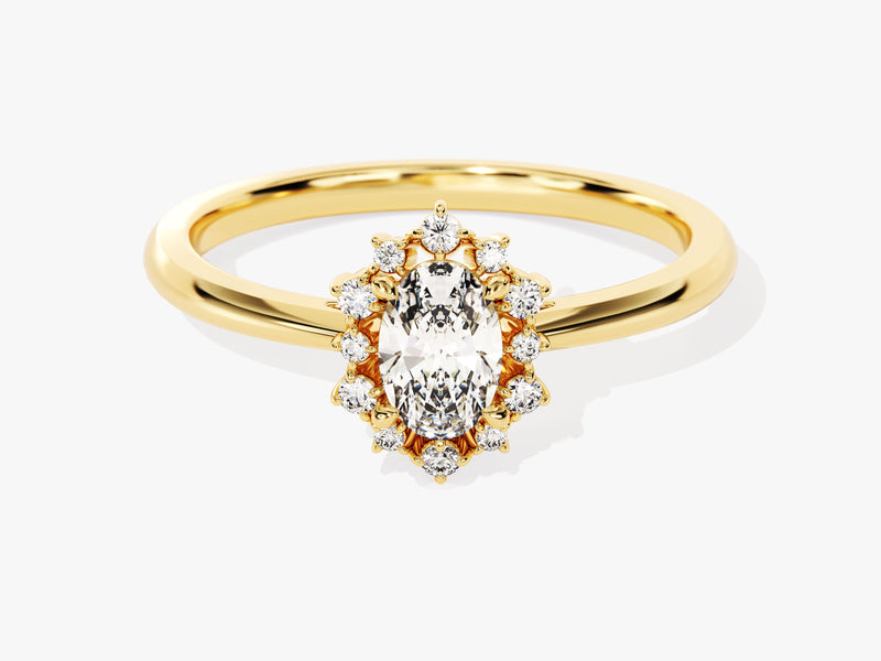 Sunburst Oval Lab Grown Diamond Engagement Ring (0.50 CT)