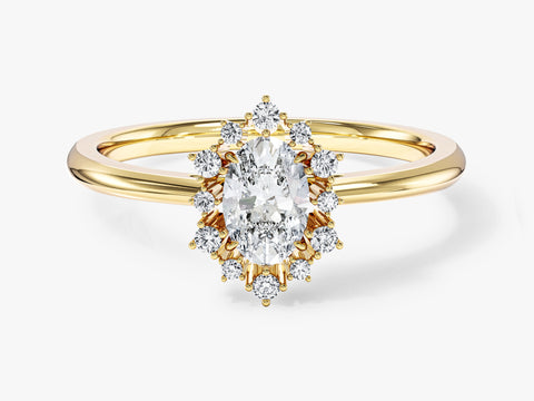 Sunburst Oval Moissanite Engagement Ring (0.50 CT)