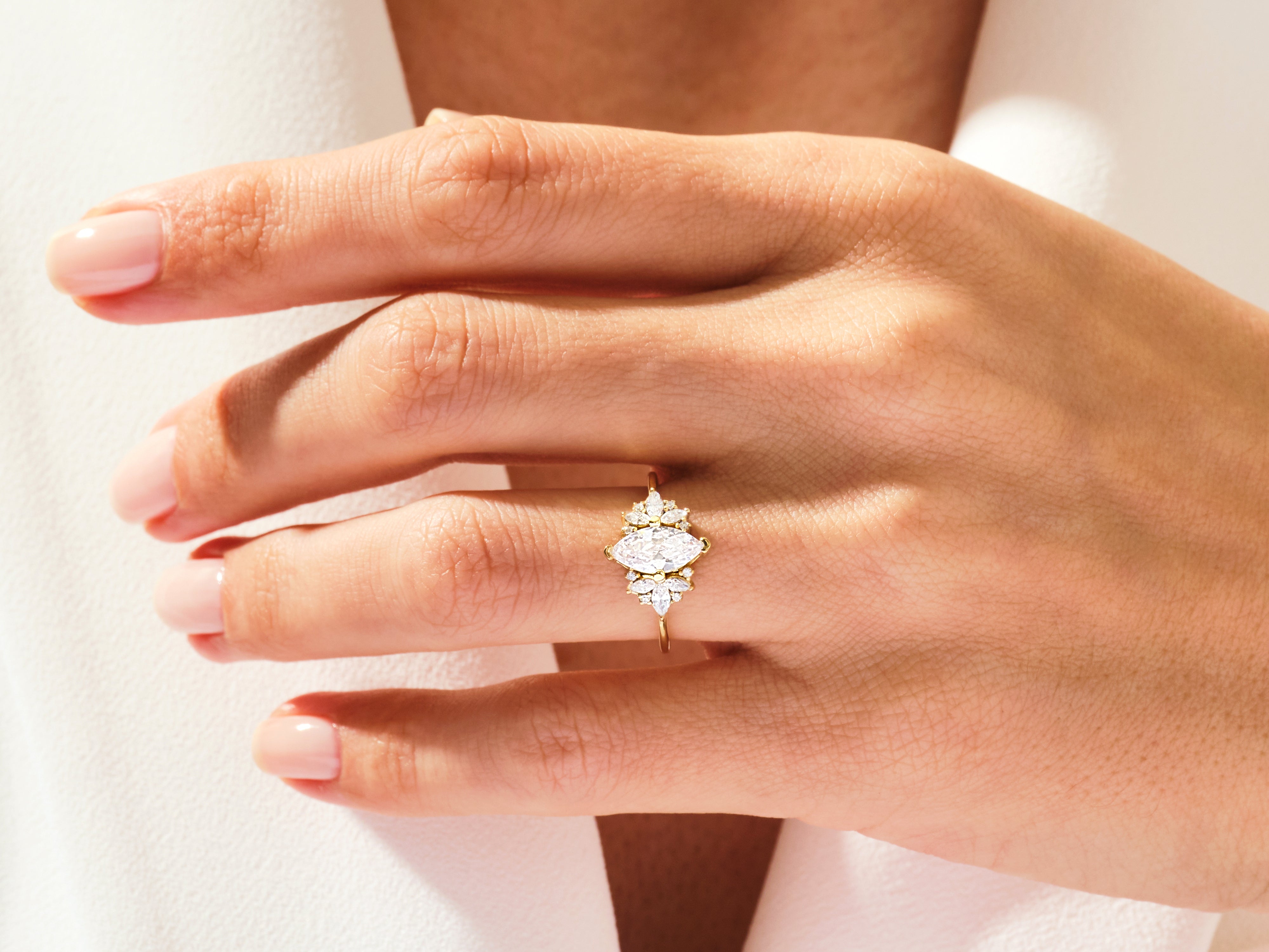 Vintage Cluster Marquise Cut Diamond Engagement Ring (1.00 CT)