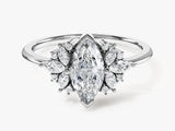 Vintage Cluster Marquise Cut Lab Diamond Engagement Ring (1.00 CT)