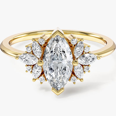 Vintage Cluster Marquise Cut Moissanite Engagement Ring (1.00 CT)