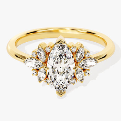 Vintage Cluster Marquise Cut Moissanite Engagement Ring (1.00 CT)