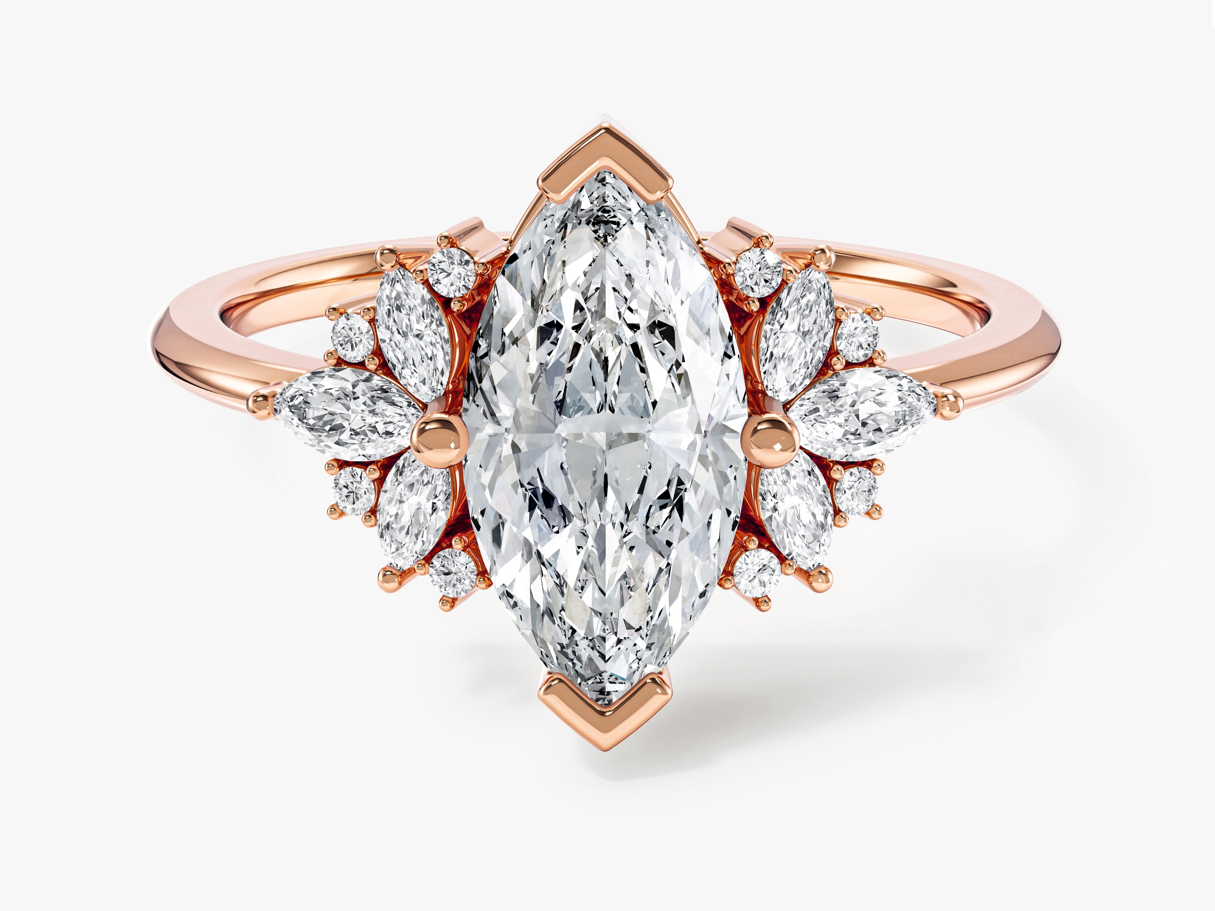 Vintage Cluster Marquise Cut Moissanite Engagement Ring (1.50 CT)
