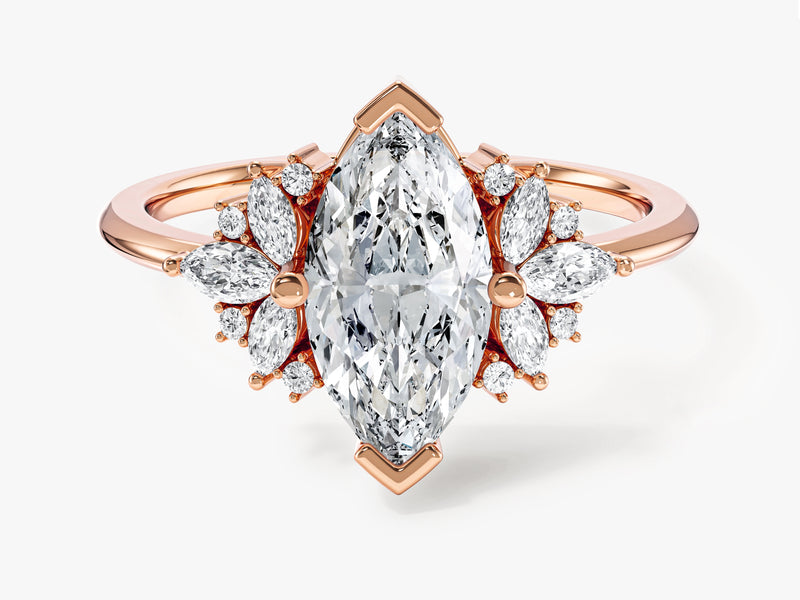Vintage Cluster Marquise Cut Moissanite Engagement Ring (1.50 CT)