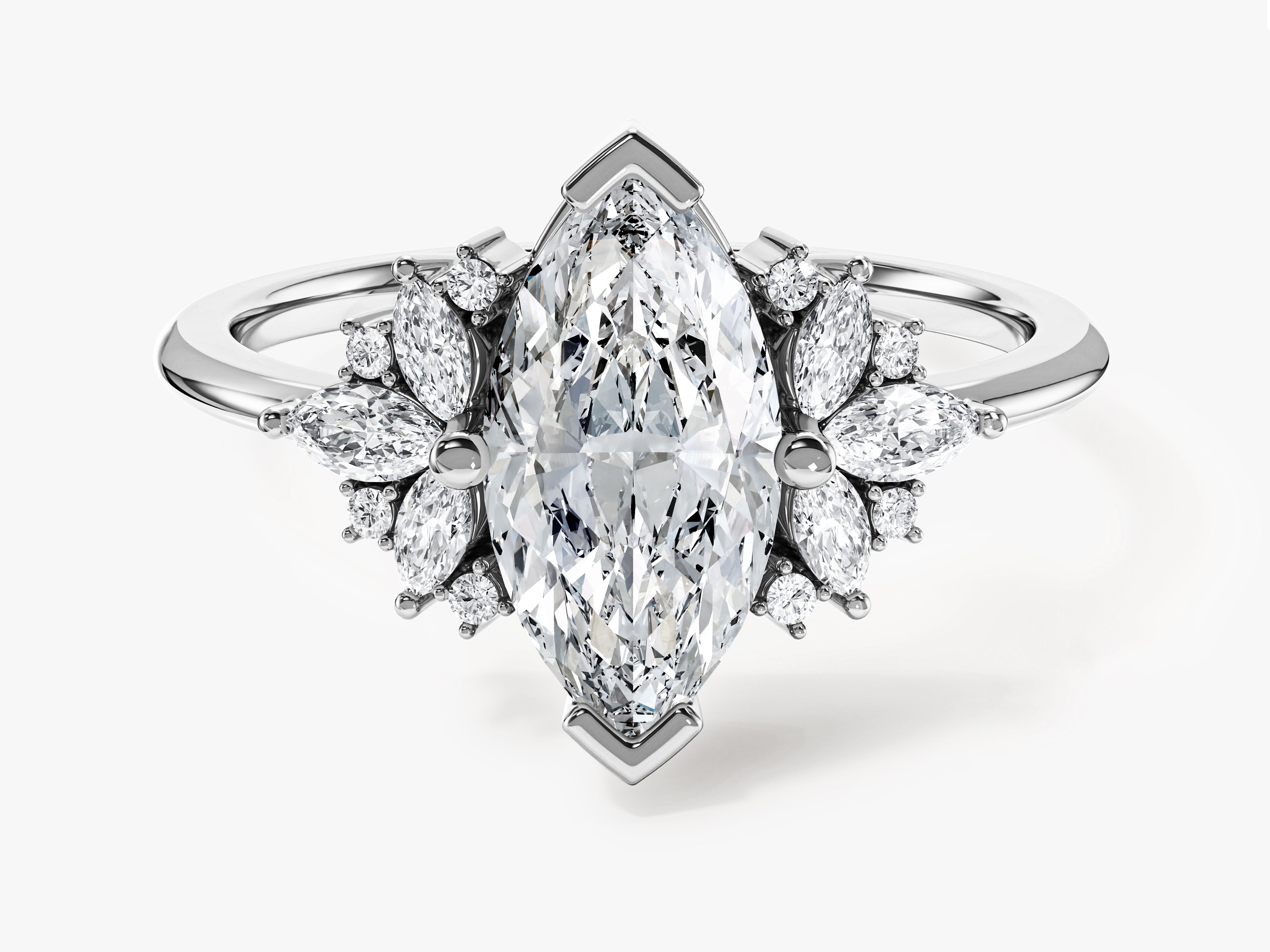 Vintage Cluster Marquise Cut Moissanite Engagement Ring (1.50 CT)