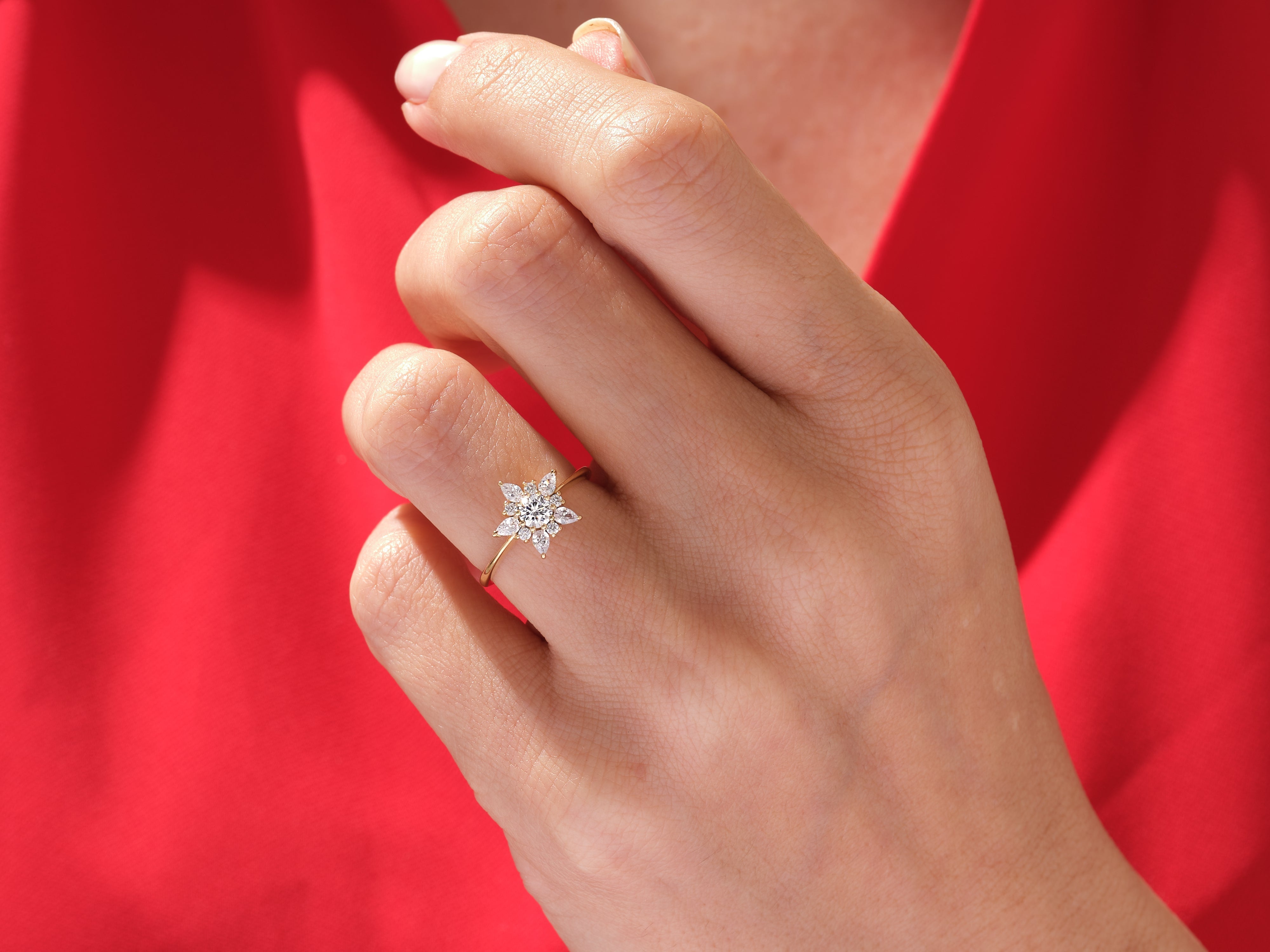 Floral Halo Lab Grown Diamond Engagement Ring