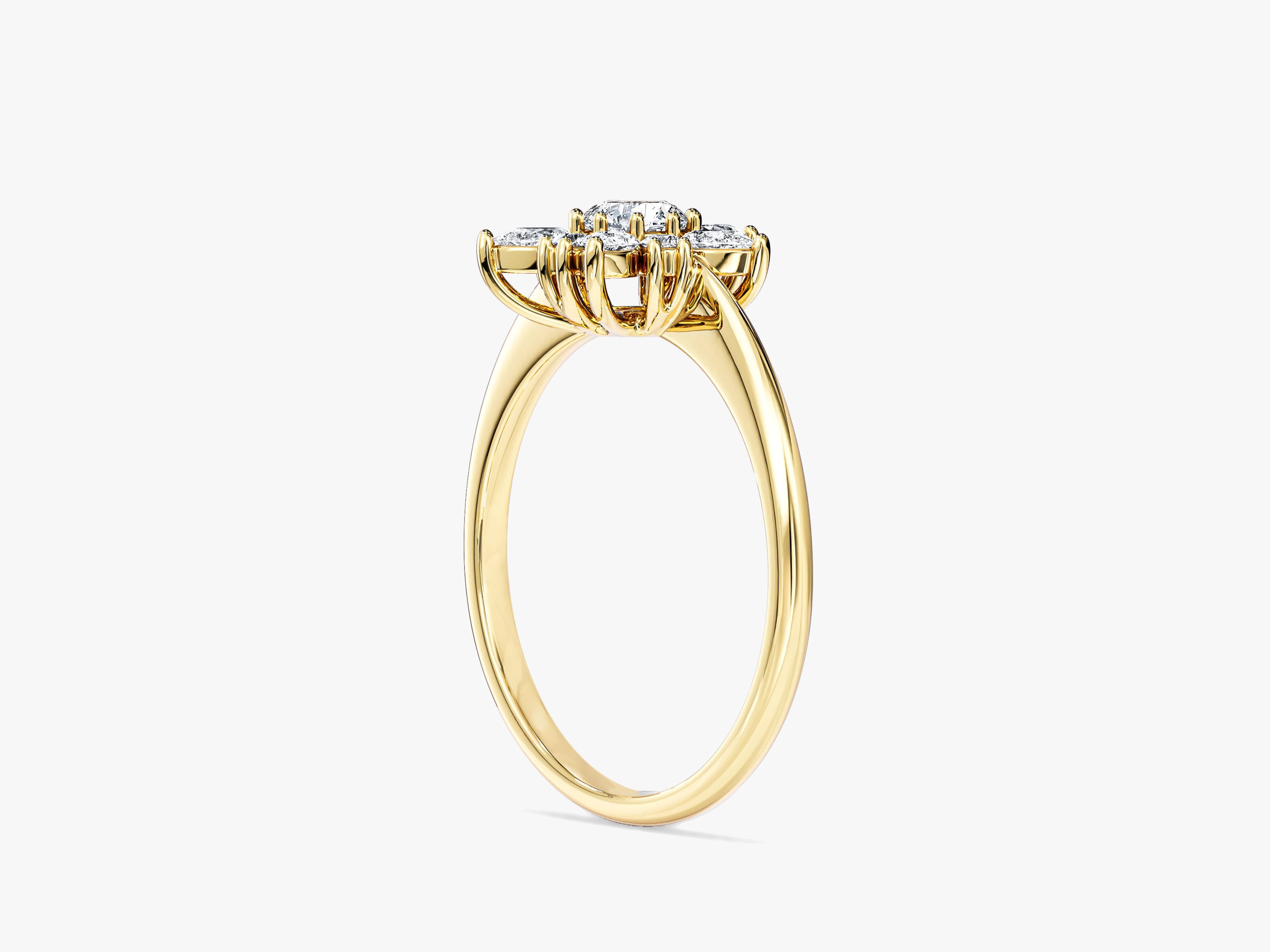 Floral Halo Moissanite Engagement Ring