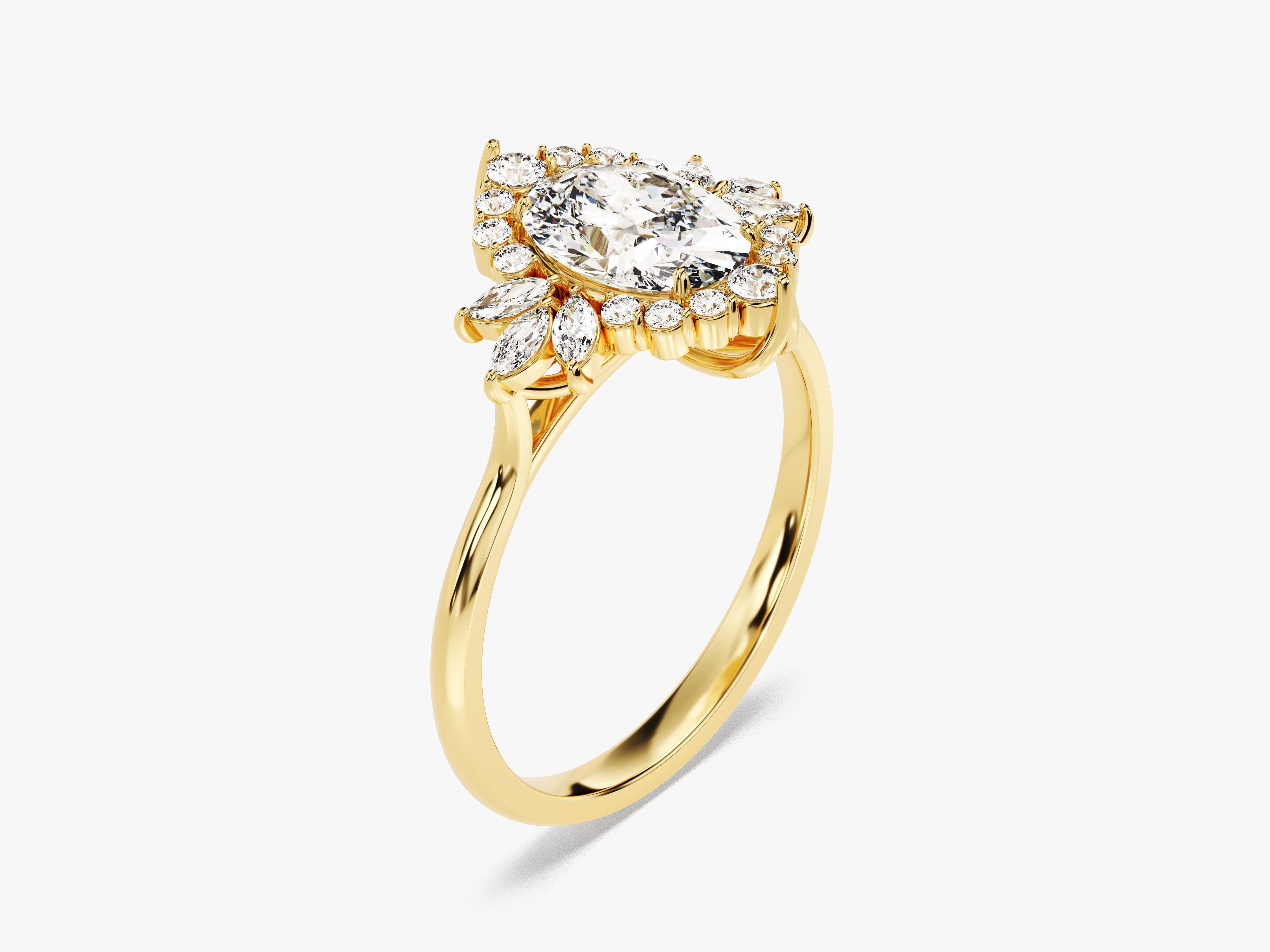 Vintage Halo Oval Lab Grown Diamond Engagement Ring (1.50 CT)