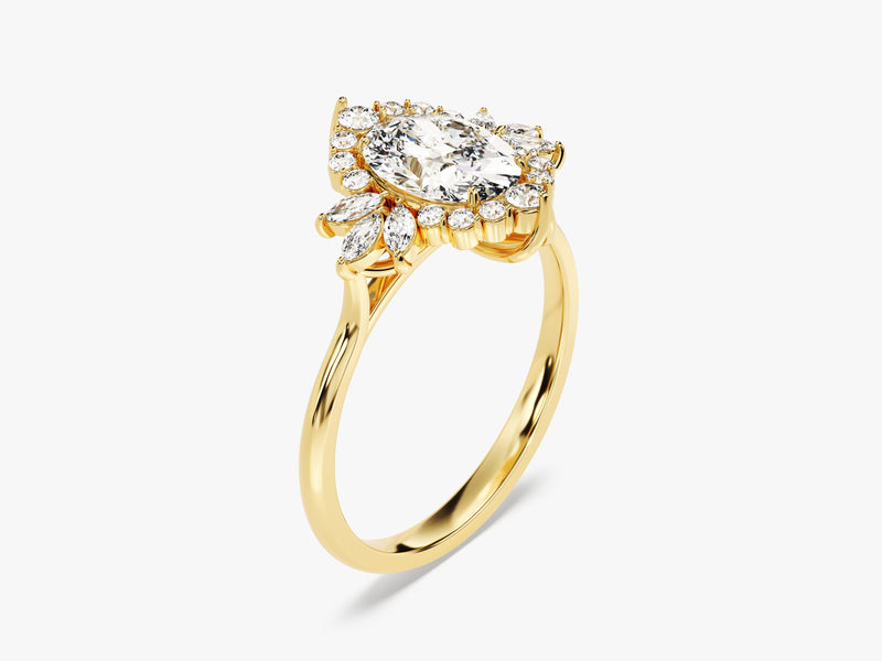 Vintage Halo Oval Lab Grown Diamond Engagement Ring (1.50 CT)