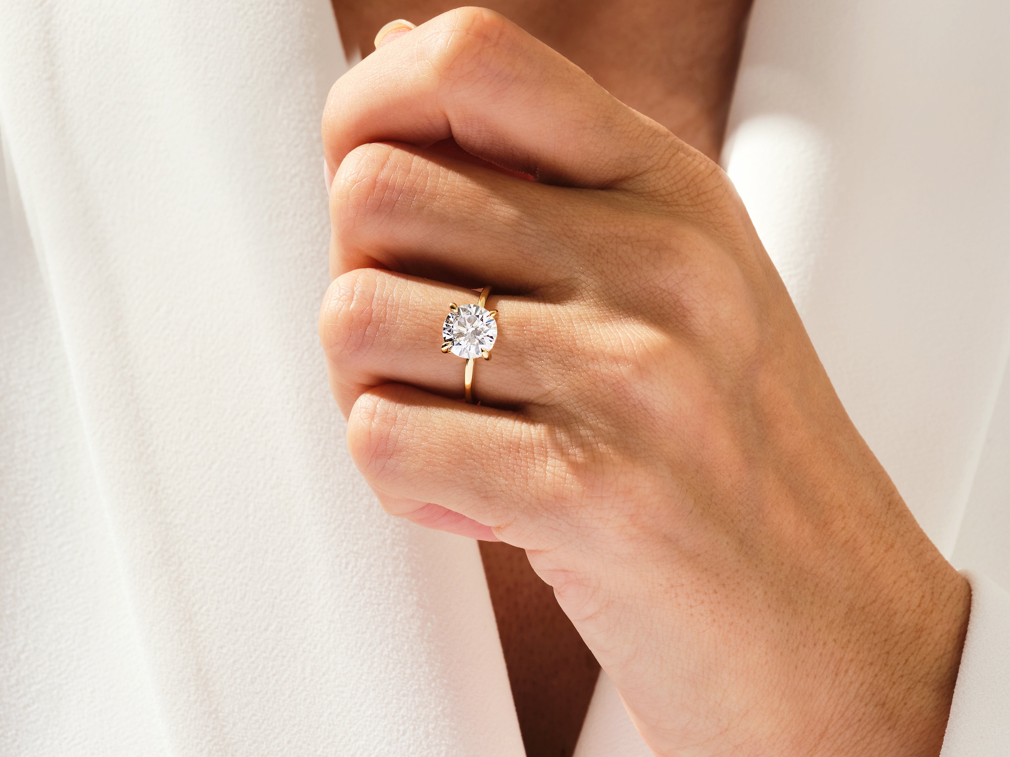 Hidden Halo Round Moissanite Engagement Ring (3.00 CT)