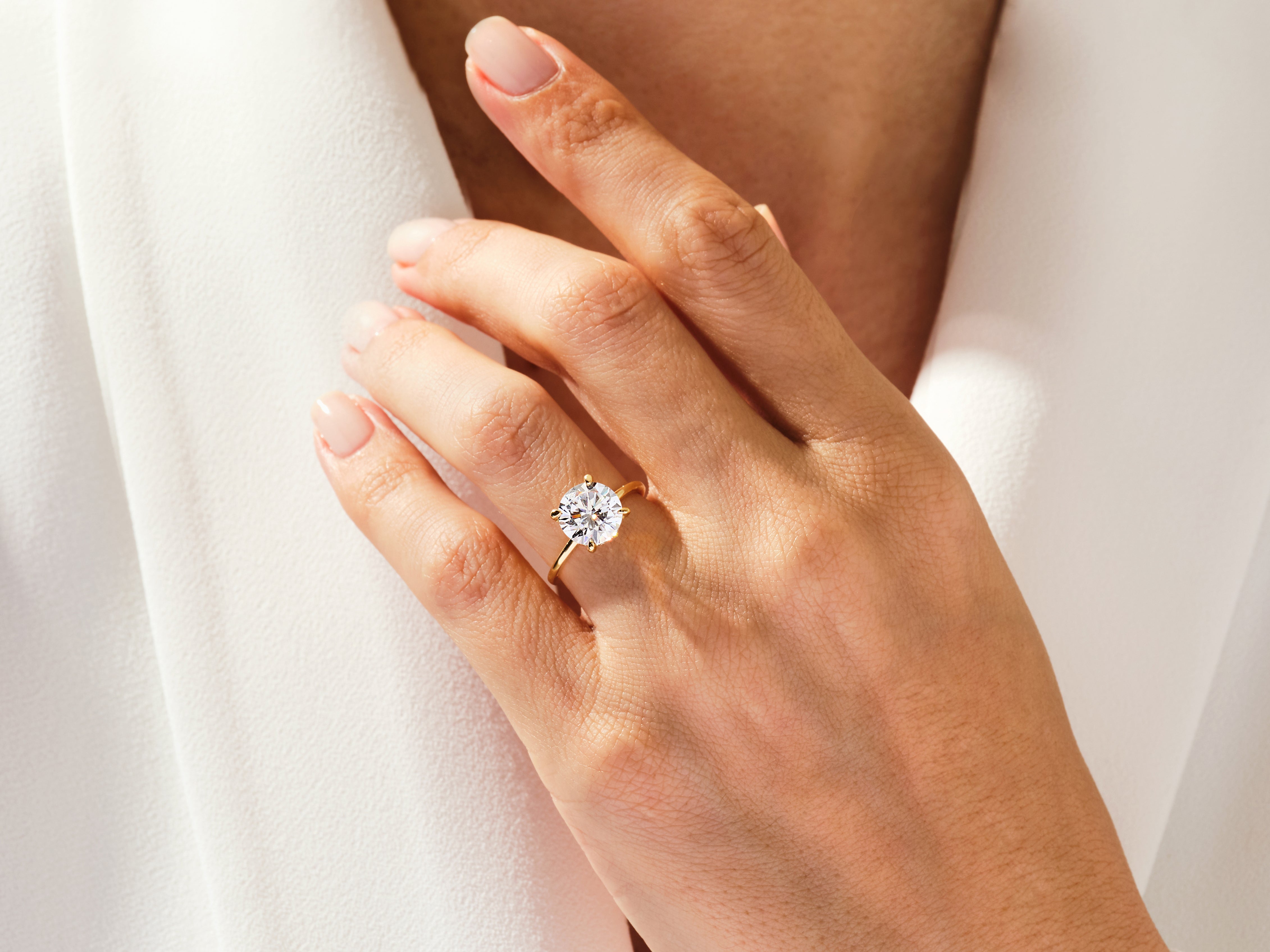 Hidden Halo Round Moissanite Engagement Ring (3.00 CT)