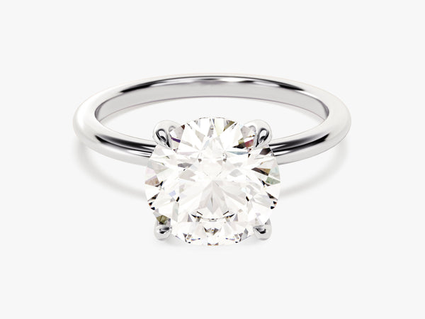 Hidden Halo Round Moissanite Engagement Ring (3.00 CT)