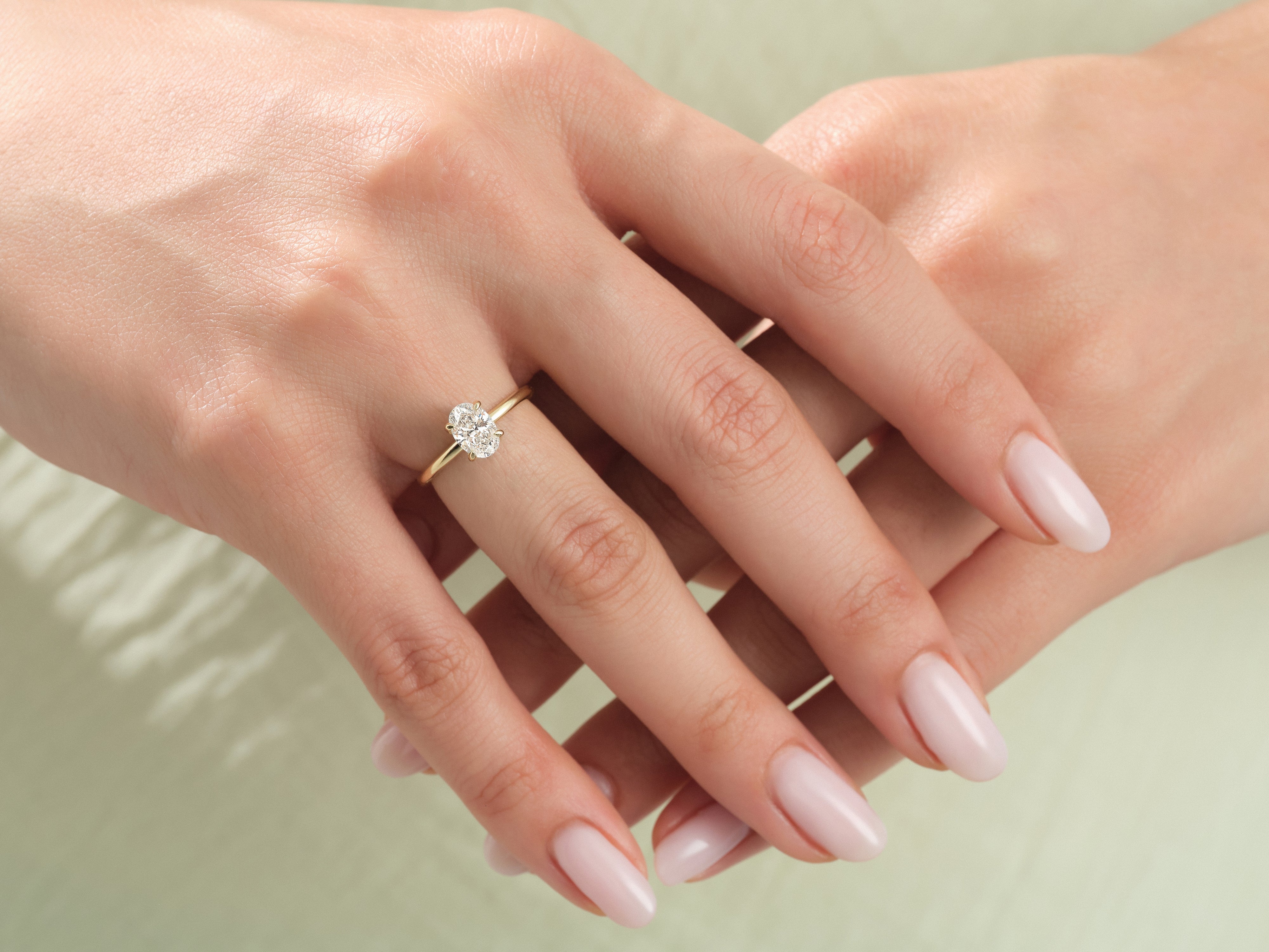 Hidden Halo Oval Lab Grown Diamond Engagement Ring (1.00 CT)