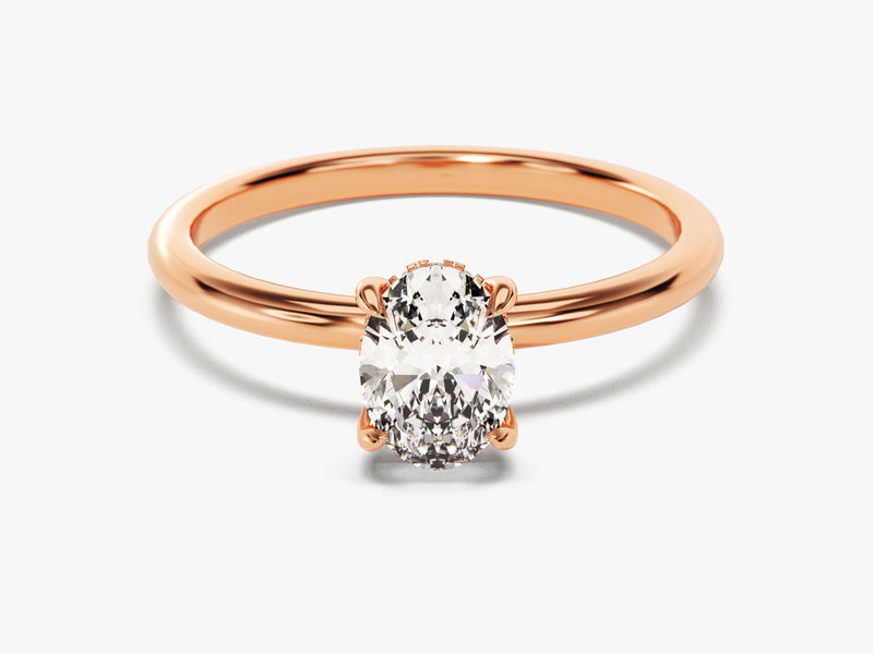 Hidden Halo Oval Moissanite Engagement Ring (1.00 CT)