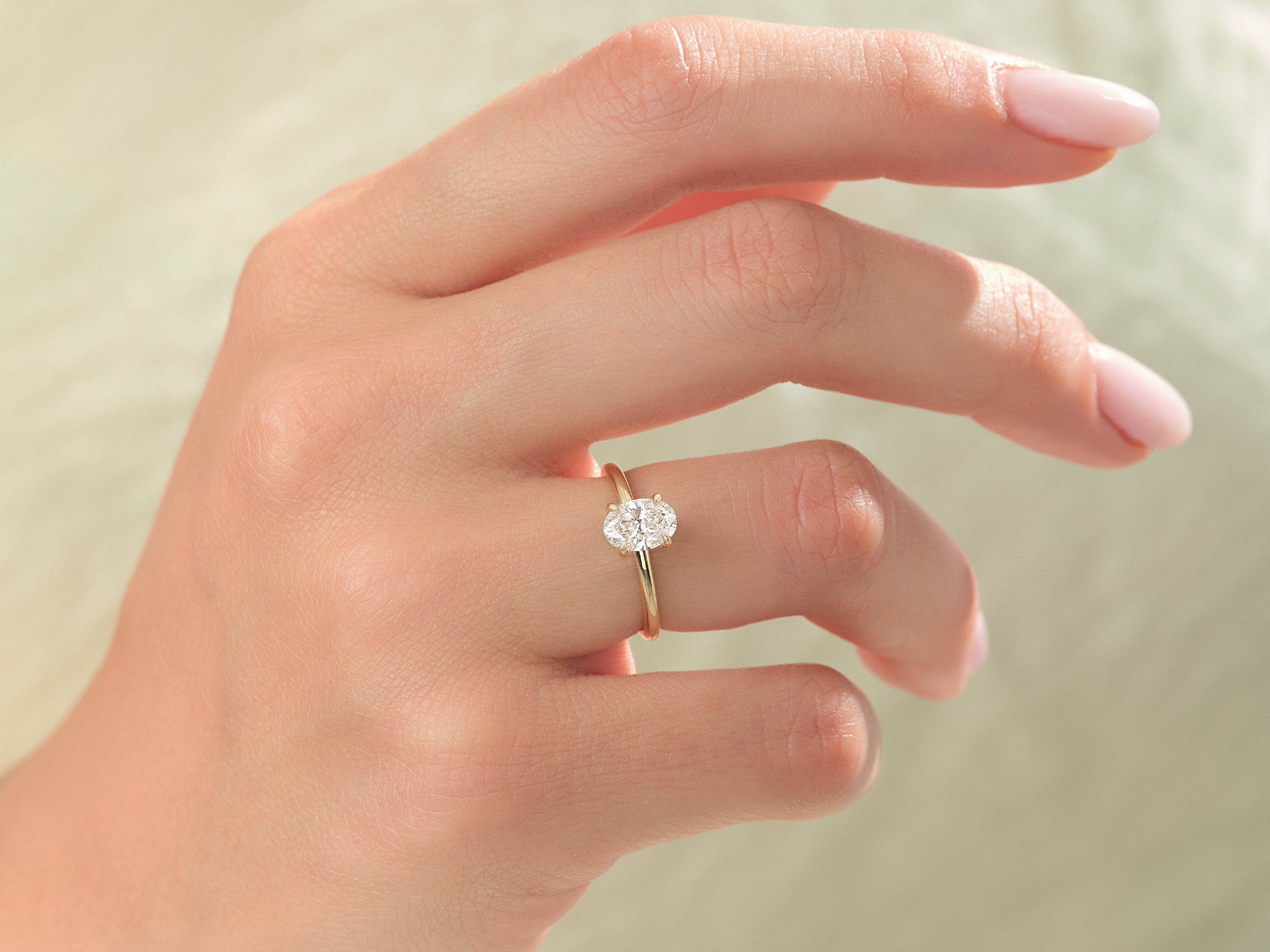 Hidden Halo Oval Lab Grown Diamond Engagement Ring (1.00 CT)