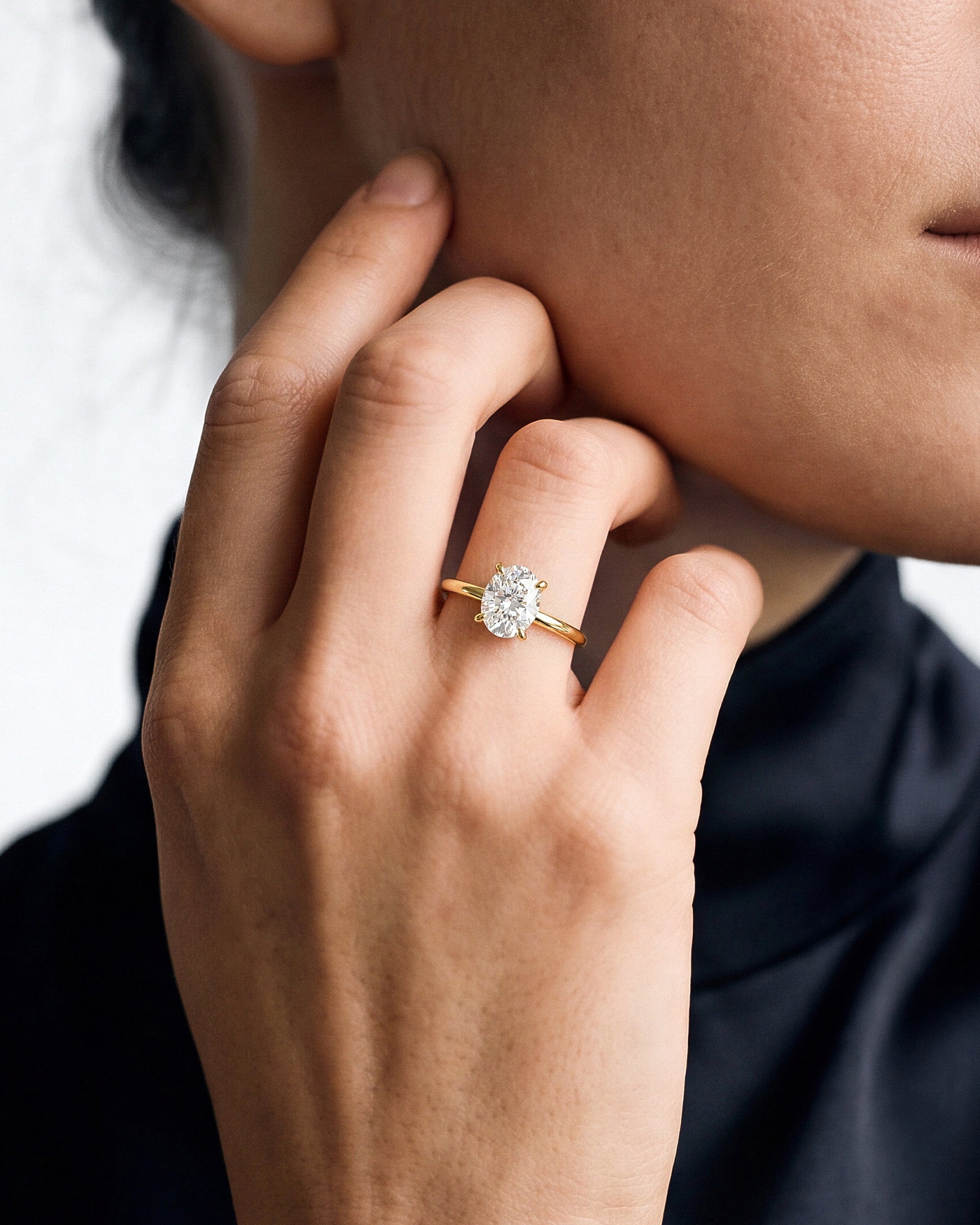 Hidden Halo Oval Moissanite Engagement Ring (2.00 CT)