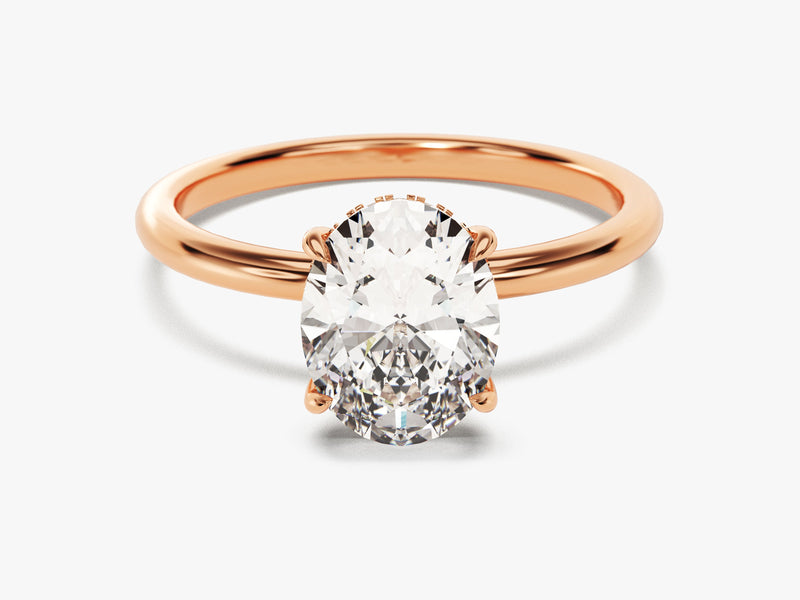 Hidden Halo Oval Diamond Engagement Ring (2.00 CT)