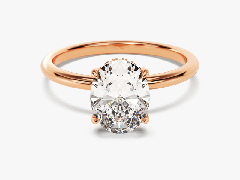 Hidden Halo Oval Moissanite Engagement Ring (2.00 CT)