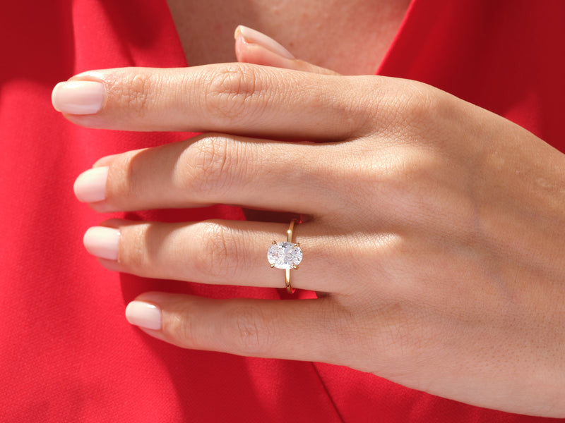 Hidden Halo Oval Moissanite Engagement Ring (2.00 CT)