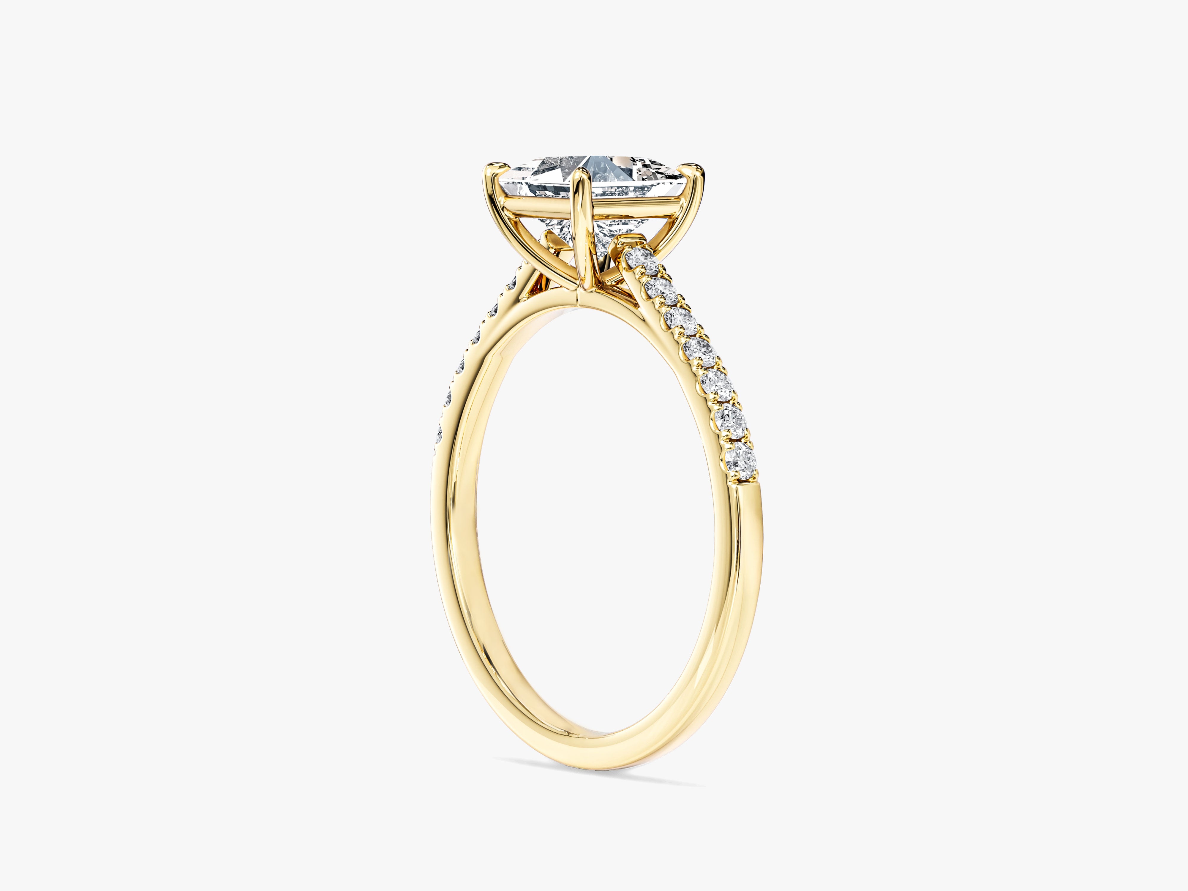 Princess Cut Lab Grown Diamond Engagement Ring with Pave Set Side Stones (1.00 CT)