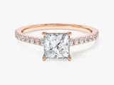 Princess Cut Lab Grown Diamond Engagement Ring with Pave Set Side Stones (1.00 CT)
