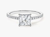 Princess Cut Lab Grown Diamond Engagement Ring with Pave Set Side Stones (1.00 CT)