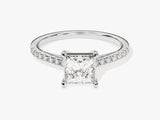 Princess Cut Diamond Engagement Ring with Pave Set Side Stones (1.00 CT)