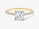 Princess Cut Lab Grown Diamond Engagement Ring with Pave Set Side Stones (1.00 CT)