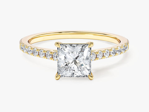Princess Cut Moissanite Engagement Ring with Pave Set Side Stones (1.00 CT)