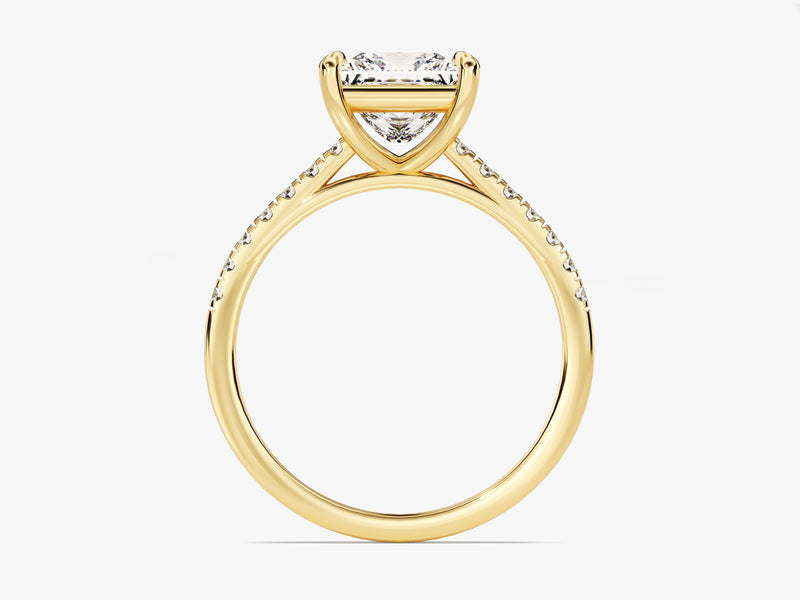 Princess Cut Diamond Engagement Ring with Pave Set Side Stones (1.50 CT)
