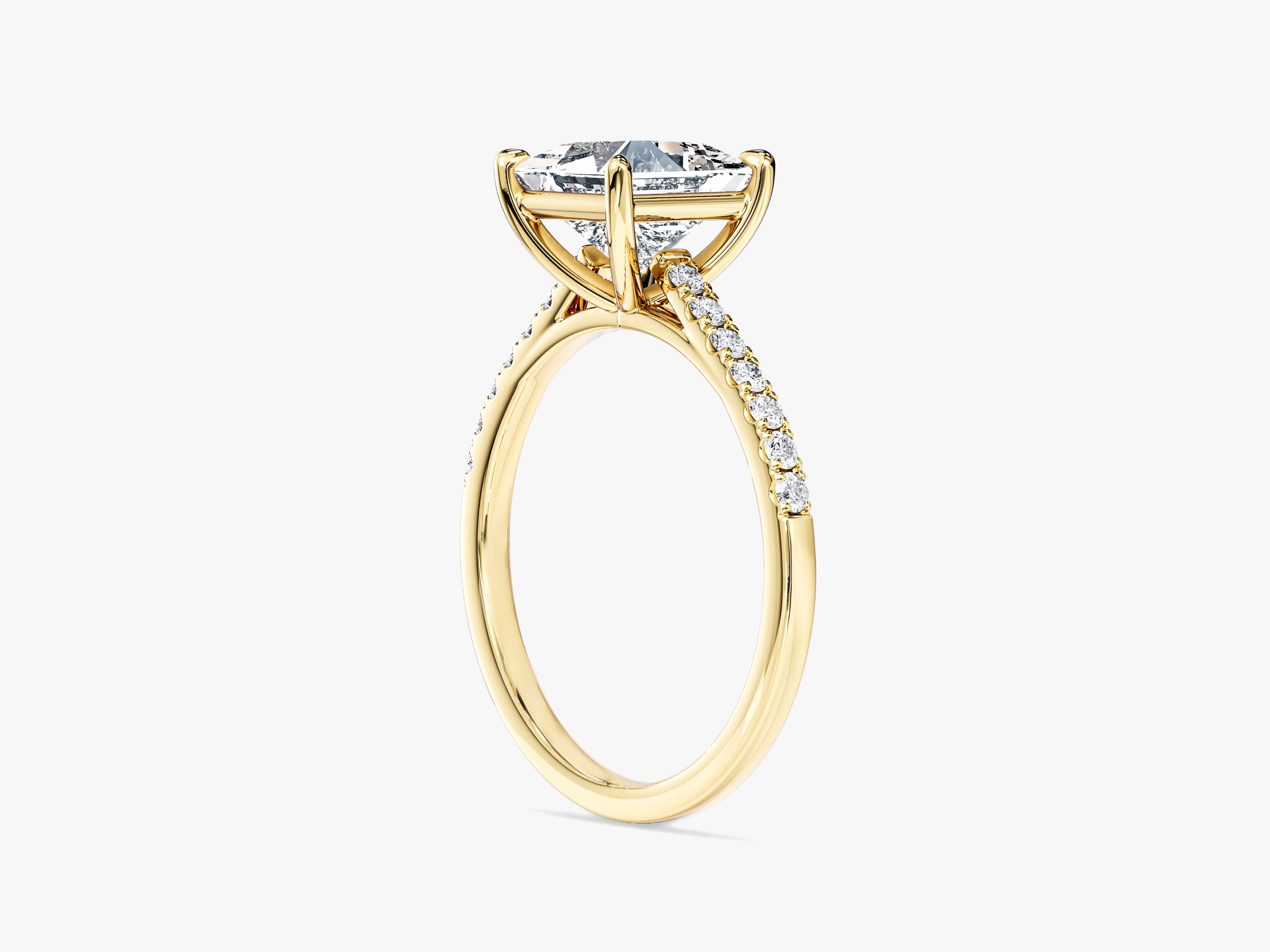 Princess Cut Moissanite Engagement Ring with Pave Set Side Stones (1.50 CT)