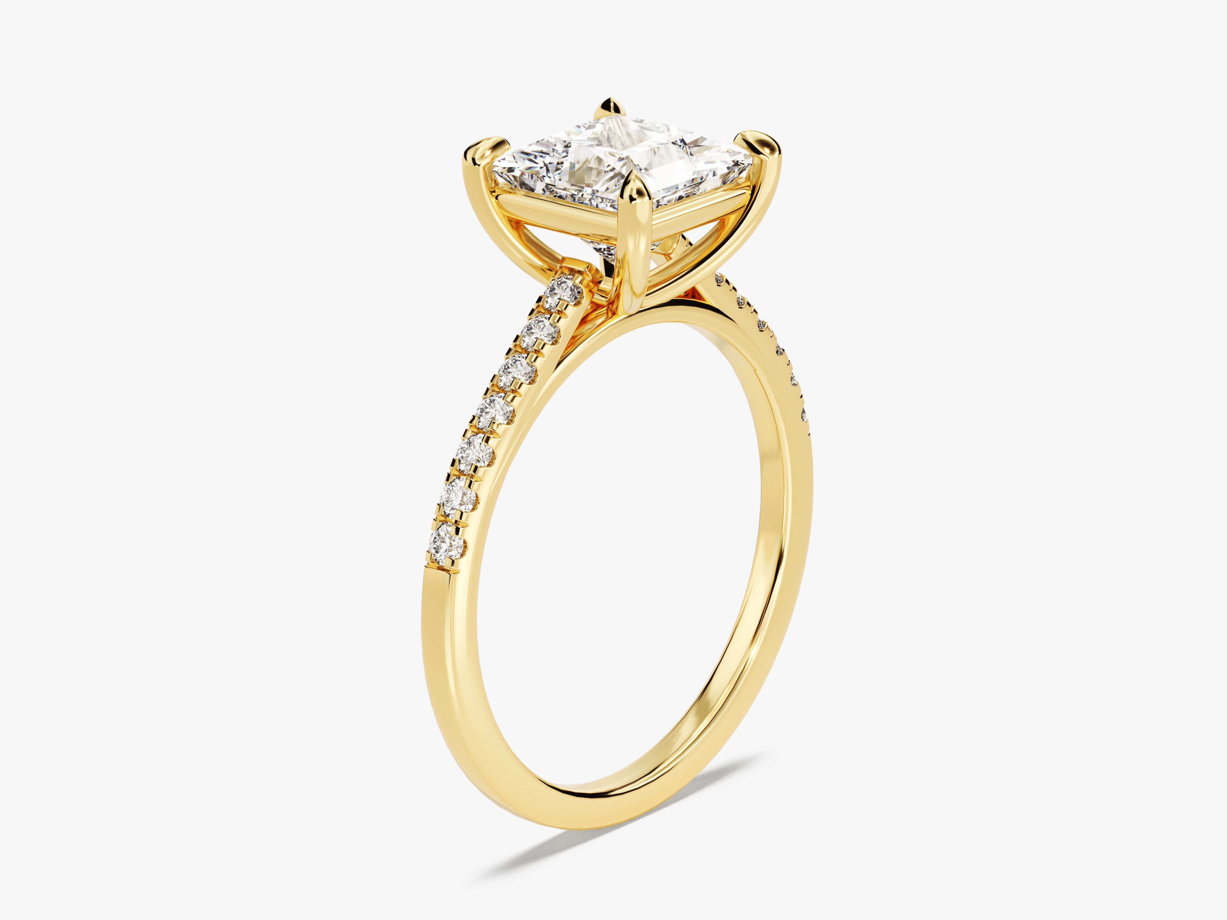 Princess Cut Moissanite Engagement Ring with Pave Set Side Stones (1.50 CT)