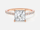 Princess Cut Moissanite Engagement Ring with Pave Set Side Stones (1.50 CT)