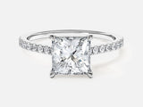 Princess Cut Moissanite Engagement Ring with Pave Set Side Stones (1.50 CT)