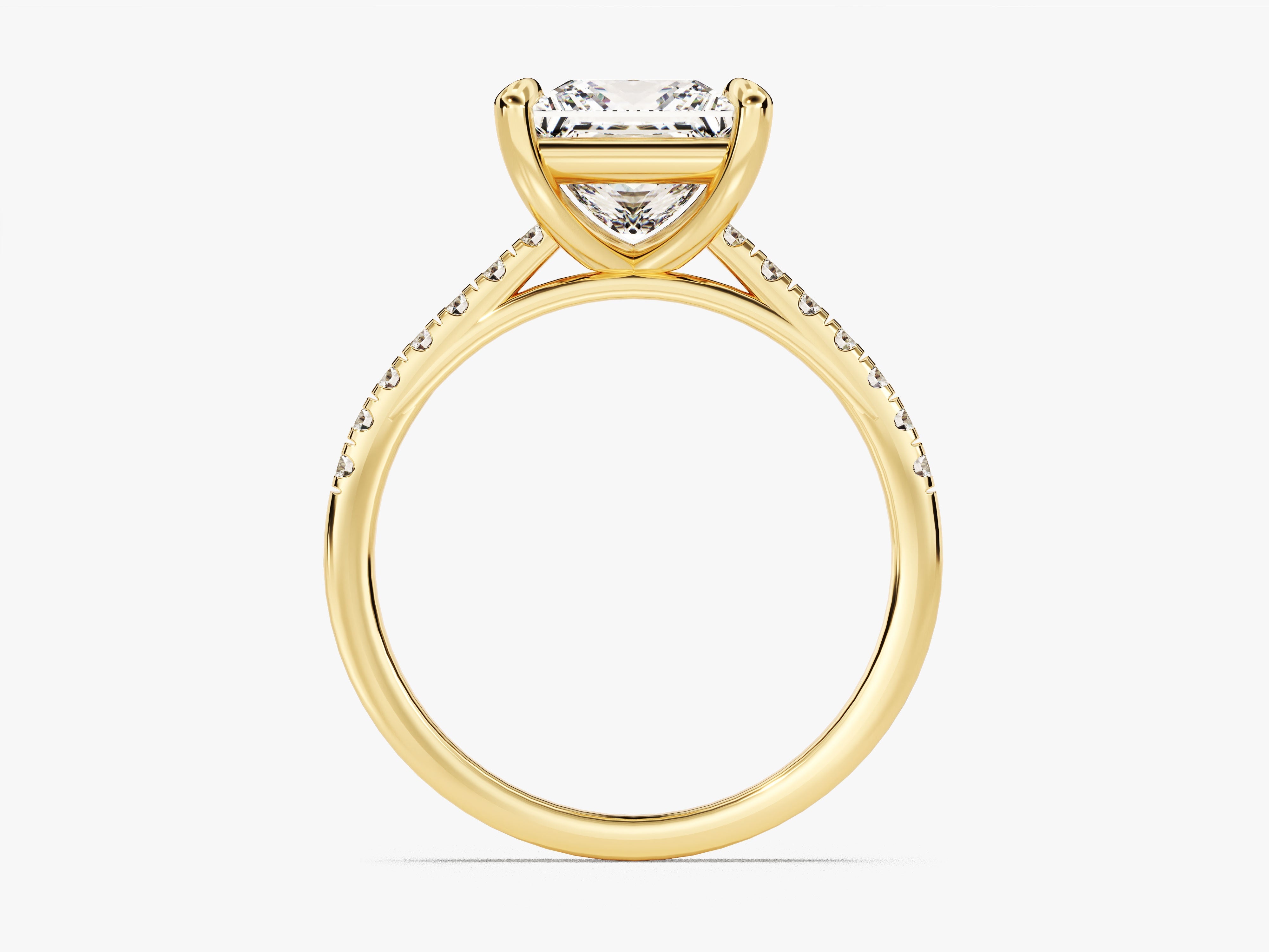 Princess Cut Diamond Engagement Ring with Pave Set Side Stones (2.00 CT)