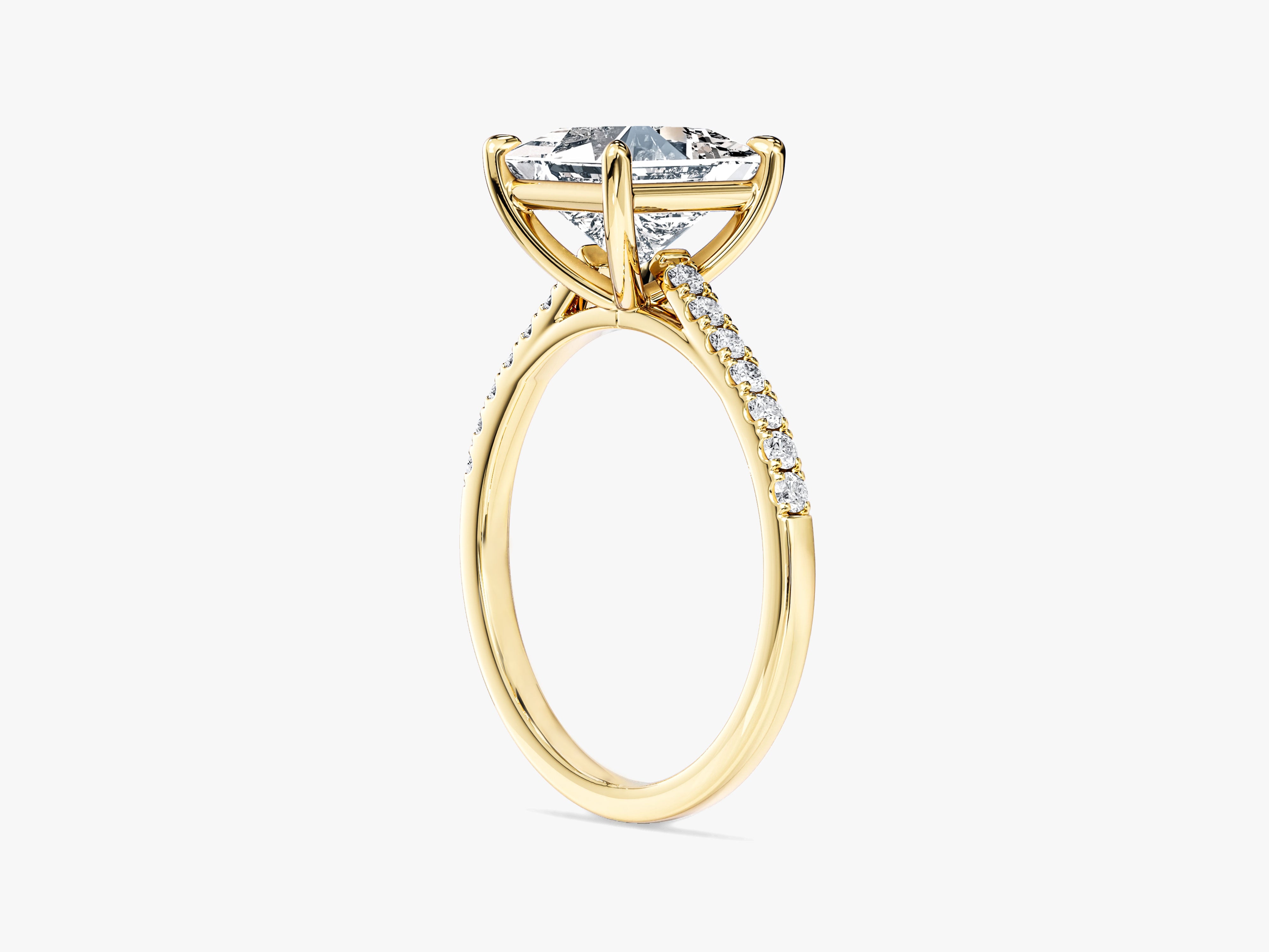 Princess Cut Lab Grown Diamond Engagement Ring with Pave Set Side Stones (2.00 CT)