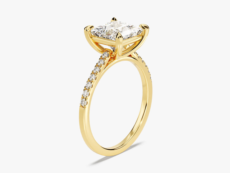 Princess Cut Diamond Engagement Ring with Pave Set Side Stones (2.00 CT)