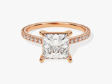 Princess Cut Moissanite Engagement Ring with Pave Set Side Stones (2.00 CT)