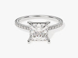 Princess Cut Moissanite Engagement Ring with Pave Set Side Stones (2.00 CT)