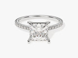 Princess Cut Lab Grown Diamond Engagement Ring with Pave Set Side Stones (2.00 CT)