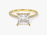 Princess Cut Moissanite Engagement Ring with Pave Set Side Stones (2.00 CT)