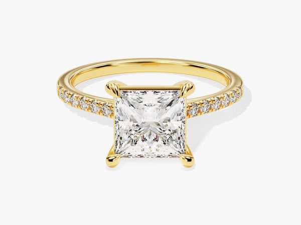 Princess Cut Lab Grown Diamond Engagement Ring with Pave Set Side Stones (2.00 CT)