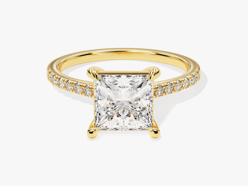 Princess Cut Diamond Engagement Ring with Pave Set Side Stones (2.00 CT)