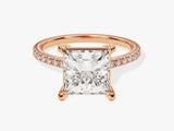 Princess Cut Lab Grown Diamond Engagement Ring with Pave Set Side Stones (3.00 CT)