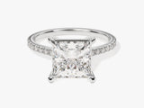 Princess Cut Moissanite Engagement Ring with Pave Set Side Stones (3.00 CT)
