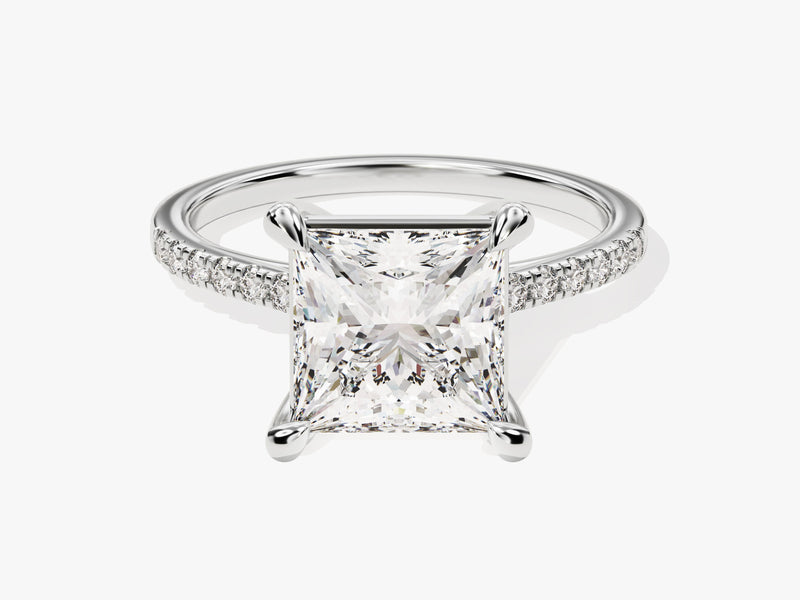 Princess Cut Diamond Engagement Ring with Pave Set Side Stones (3.00 CT)